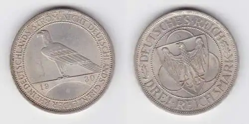 3 Mark Silbermünze Der Rhein 1930 A vz (155634)