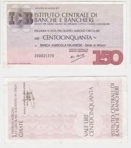 150 Lire Banknote Italien Italia  Banco di Banche e Banchieri 1977 (154571)