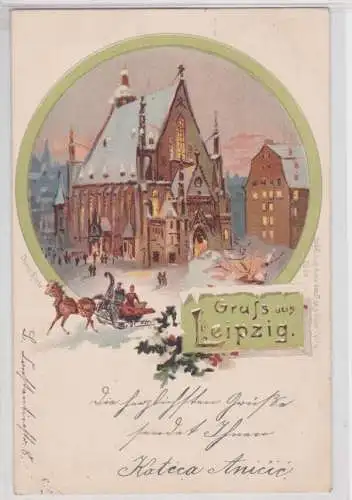 907039 Künstler Ak Gruss aus Leipzig - Thomas Kirche im Winter 1899