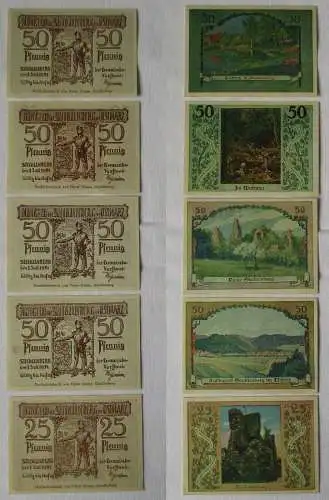 5 Banknoten Notgeld Gemeinde Stecklenberg 1.7.1921 (117332)