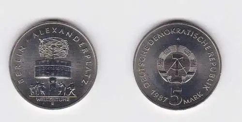 DDR Gedenk Münze 5 Mark Berlin Alexanderplatz 1987 (147165)