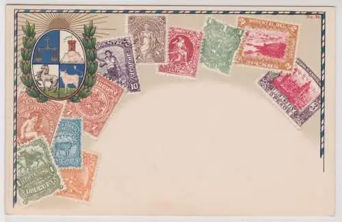 41548 Briefmarken Ak mit Briefmarken von Uruguay um 1900