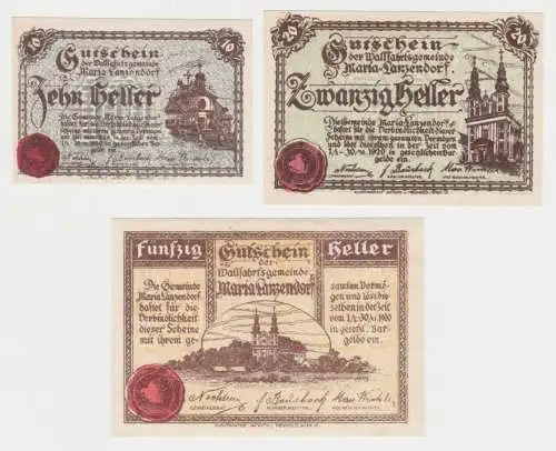 10, 20 und 50 Heller Banknote Maria-Lanznedorf 1920 (136125)