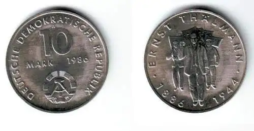 DDR Gedenk Münze 10 Mark Ernst Thälmann 1986 (112127)