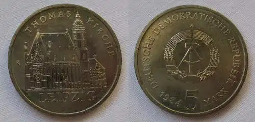 DDR Gedenk Münze 5 Mark Leipzig Thomaskirche 1984 (119895)