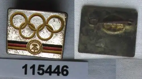 Emailliertes DDR Abzeichen mit olympischen Ringen (115446)