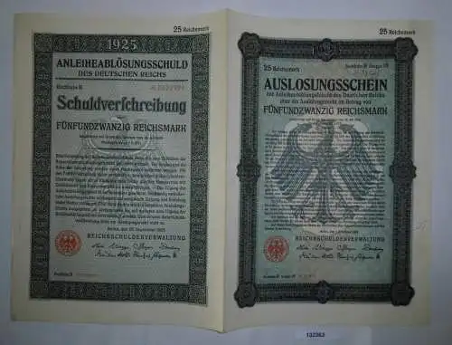 12,50 Mark Aktie Reichsschuldenverwaltung Berlin 25.September 1925 (132363)