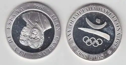 2000 Pesetas Silbermünze Spanien Olympiade Barcelona 1992, 1990 (112339)