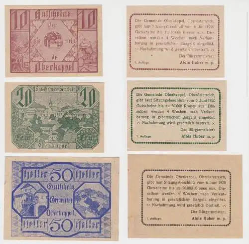 10, 20 und 50 Heller Banknote Obberkappel (150660)