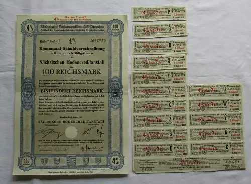 100 RM Schuldverschreibung Sächsische Bodencreditanstalt Dresden 1941 (152790)