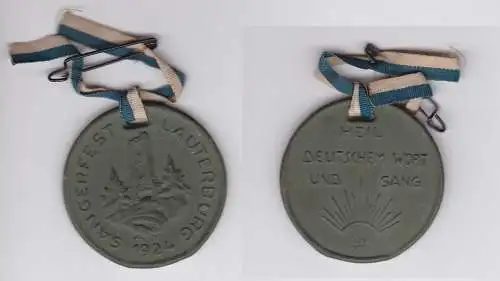 Porzellan Medaille Sängerfest Lauterburg 1924 "Heil dt. Wort und Sang" (132447)