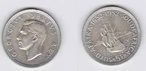 5 Schilling Silber Münze Südafrika Segelschiff 1952 (131274)