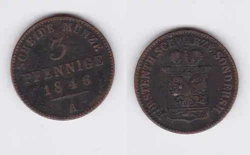 3 Pfennig Kupfer Münze Schwarzburg-Sondershausen 1846 A (108420)