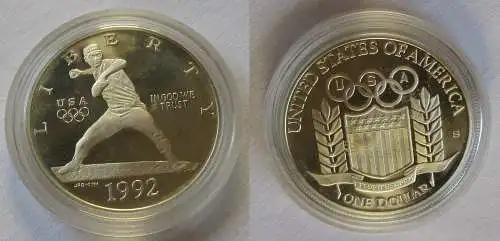 1 Dollar Silber Münze  USA 1992 S Olympiade Atlanta   (109928)