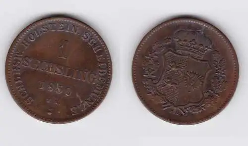 1 Sechsling Kupfer Münze Schleswig Holstein 1850 ss+ (151121)