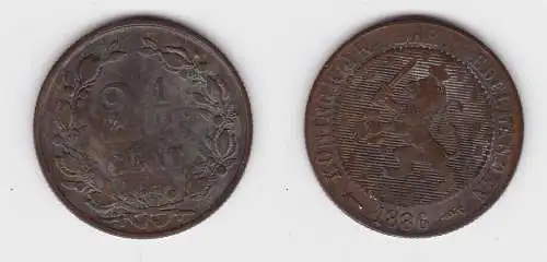 2 1/2 Cent Kupfer Münze Niederlande 1886 ss (131615)