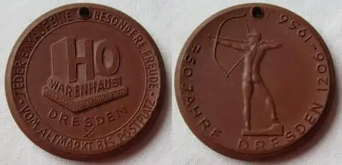 Seltene DDR Porzellan Medaille Dresden HO Warenhaus 750 Jahrfeier 1956 (157027)