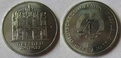 DDR Gedenk Münze 5 Mark Dresden Zwinger 1985 Stempelglanz (156841)