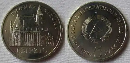 DDR Gedenk Münze 5 Mark Leipzig Thomaskirche 1984 Stempelglanz (156971)