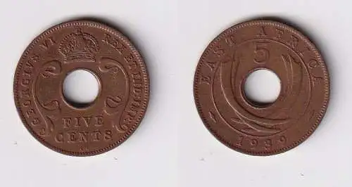 5 Cents Münze Britisch Ost Afrika British East-Africa 1939 ss+ (106002)