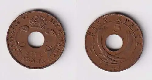 5 Cents Münze Britisch Ost Afrika British East-Africa 1941 ss+ (119790)