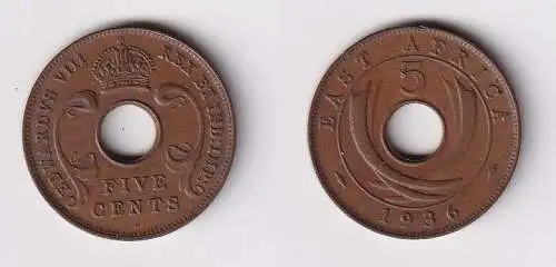 5 Cents Münze Britisch Ost Afrika British East-Africa 1936 ss+ (111795)