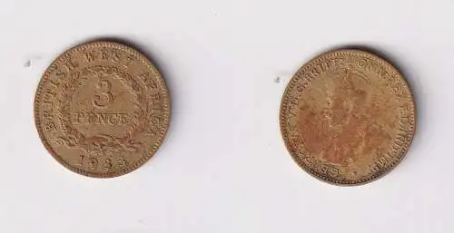 3 Pence Messing Münze Britisch Westafrika 1933 ss (169858)