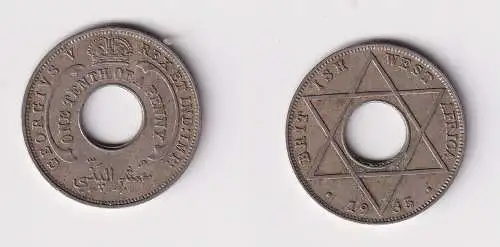 1/10 Penny Kupfer Nickel Münze Britisch Westafrika 1935 Lochmünze ss (169931)