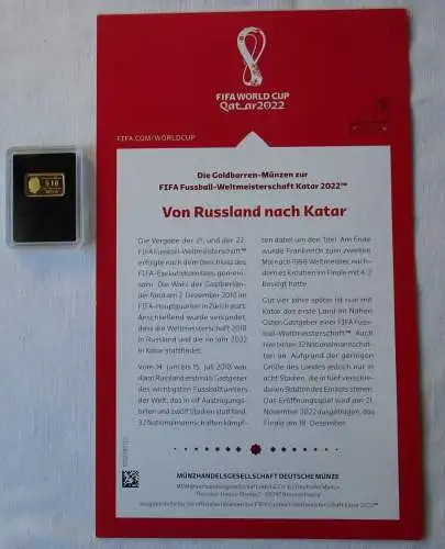 10 Dollar Solomon Gold Münze 1/100 Oz Au 999 Fußball WM Katar 2022 (104417)