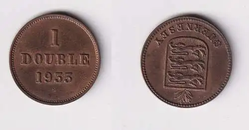 1 Double Kupfer Münze Guernesey Guernsey 1933 vz/Stgl. (169882)