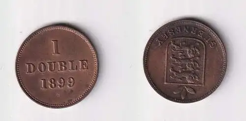 1 Double Kupfer Münze Guernesey Guernsey 1899 vz/Stgl. (169829)
