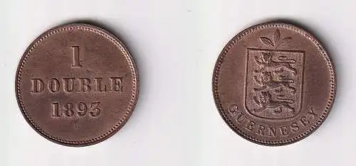 1 Double Kupfer Münze Guernesey Guernsey 1893 vz/Stgl. (169793)