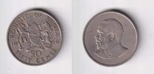 50 Cents Kupfer Nickel Münze Kenia 1966 ss (169832)