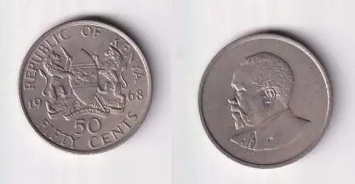 50 Cents Kupfer Nickel Münze Kenia 1968 ss+ (169748)