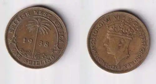 1 Schilling Messing Münze Britisch Westafrika 1938 ss (169683)