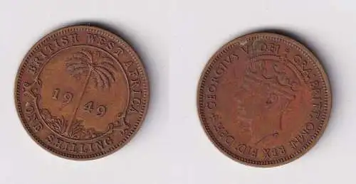 1 Schilling Messing Münze Britisch Westafrika 1949 ss (169762)