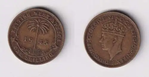 1 Schilling Messing Münze Britisch Westafrika 1945 ss (169722)