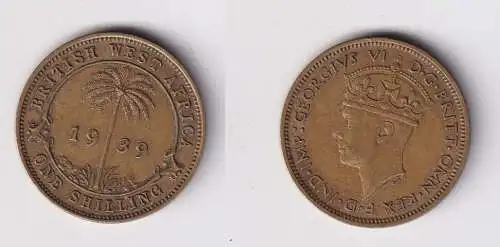 1 Schilling Messing Münze Britisch Westafrika 1939 ss (169539)