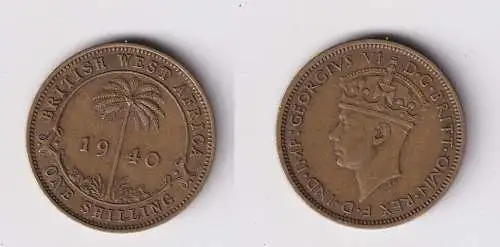 1 Schilling Messing Münze Britisch Westafrika 1940 ss (169773)