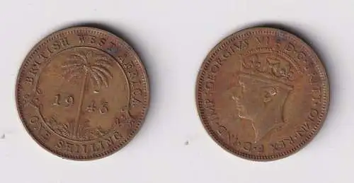 1 Schilling Messing Münze Britisch Westafrika 1946 ss (169721)