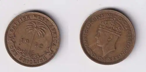 1 Schilling Messing Münze Britisch Westafrika 1942 ss+ (169729)