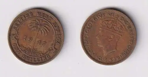 1 Schilling Messing Münze Britisch Westafrika 1947 ss (169761)