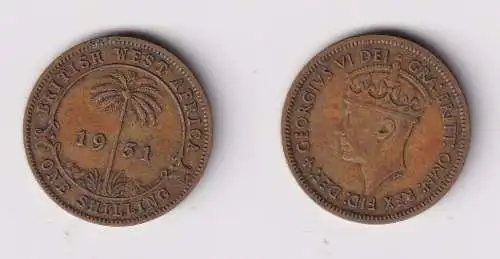 1 Schilling Messing Münze Britisch Westafrika 1951 ss (169618)