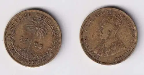 1 Schilling Messing Münze Britisch Westafrika 1923 ss (169689)