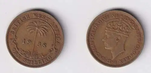 1 Schilling Messing Münze Britisch Westafrika 1938 ss (169726)