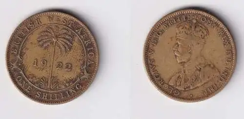 1 Schilling Messing Münze Britisch Westafrika 1922 ss (169474)