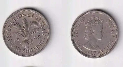 1 Shilling Kupfer Nickel Münze Nigeria 1959 ss (169810)