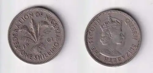 1 Shilling Kupfer Nickel Münze Nigeria 1961 ss (169805)