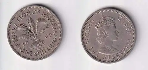 1 Shilling Kupfer Nickel Münze Nigeria 1962 ss (169765)