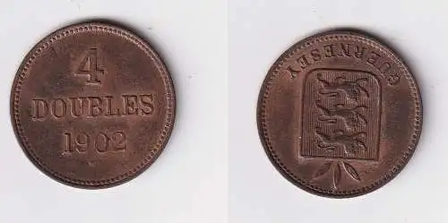 4 Doubles Kupfer Münze Guernesey Guernsey 1902 vz (169891)